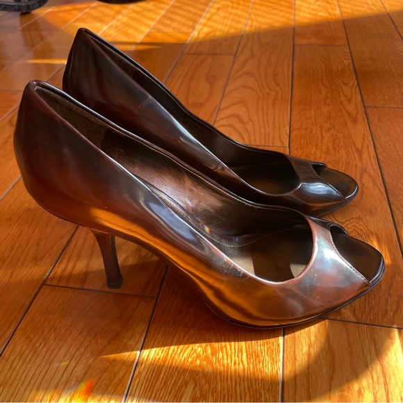 NWT ALDO WOMEN’S OPEN TOE HIGH HEELED BROWN SHOES SIZE 37 US SIZE 6.5-7 - Picture 14 of 15
